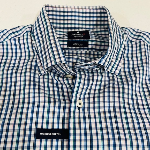 johnnie-O Top Shelf Feldman Button Up Shirt Wake NWT $178 Medium  Blue White - Picture 2 of 6